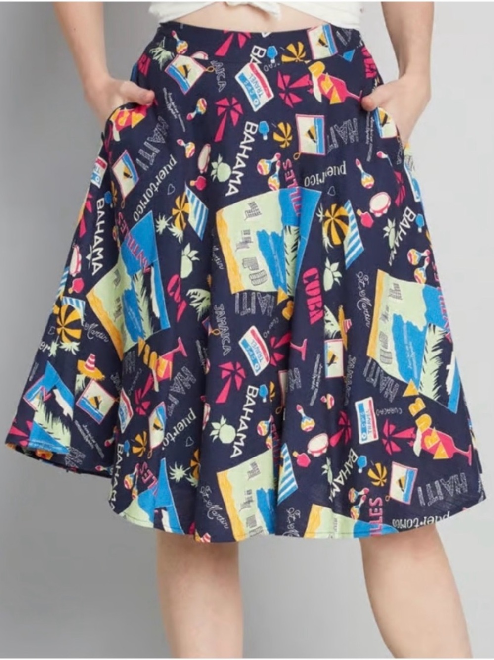 ModCloth NWT Sway Away Travel Print Skirt